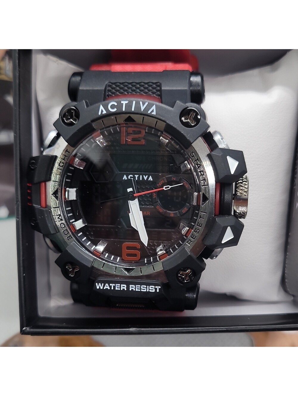 569 Activa Sport Analog & Digital Quartz Water-Resistant Black/Red Wristwatch